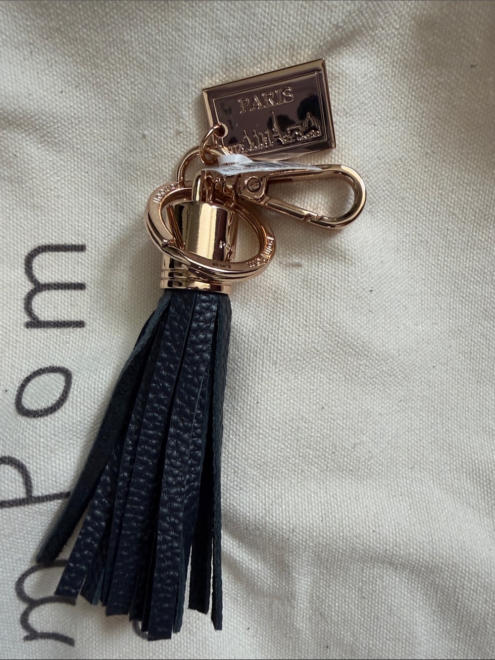 Pom Pom London Black Suede Crossbody with Gold Chain and Pom Charm - Picture 2 of 12